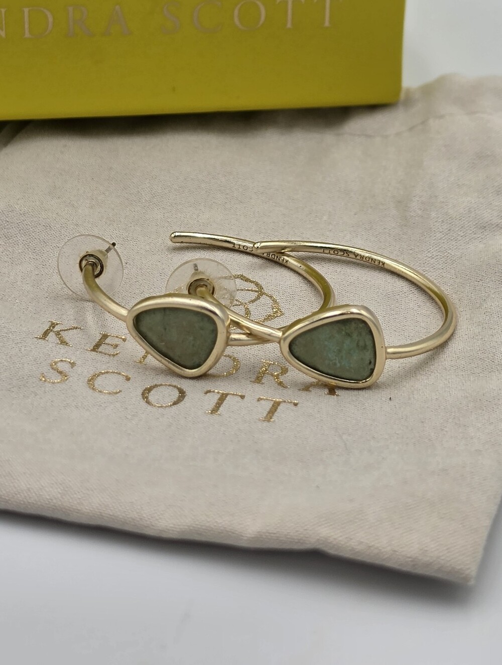 Kendra Scott Margot Green Chrysocolla Hoop Earrings NEW NWOT